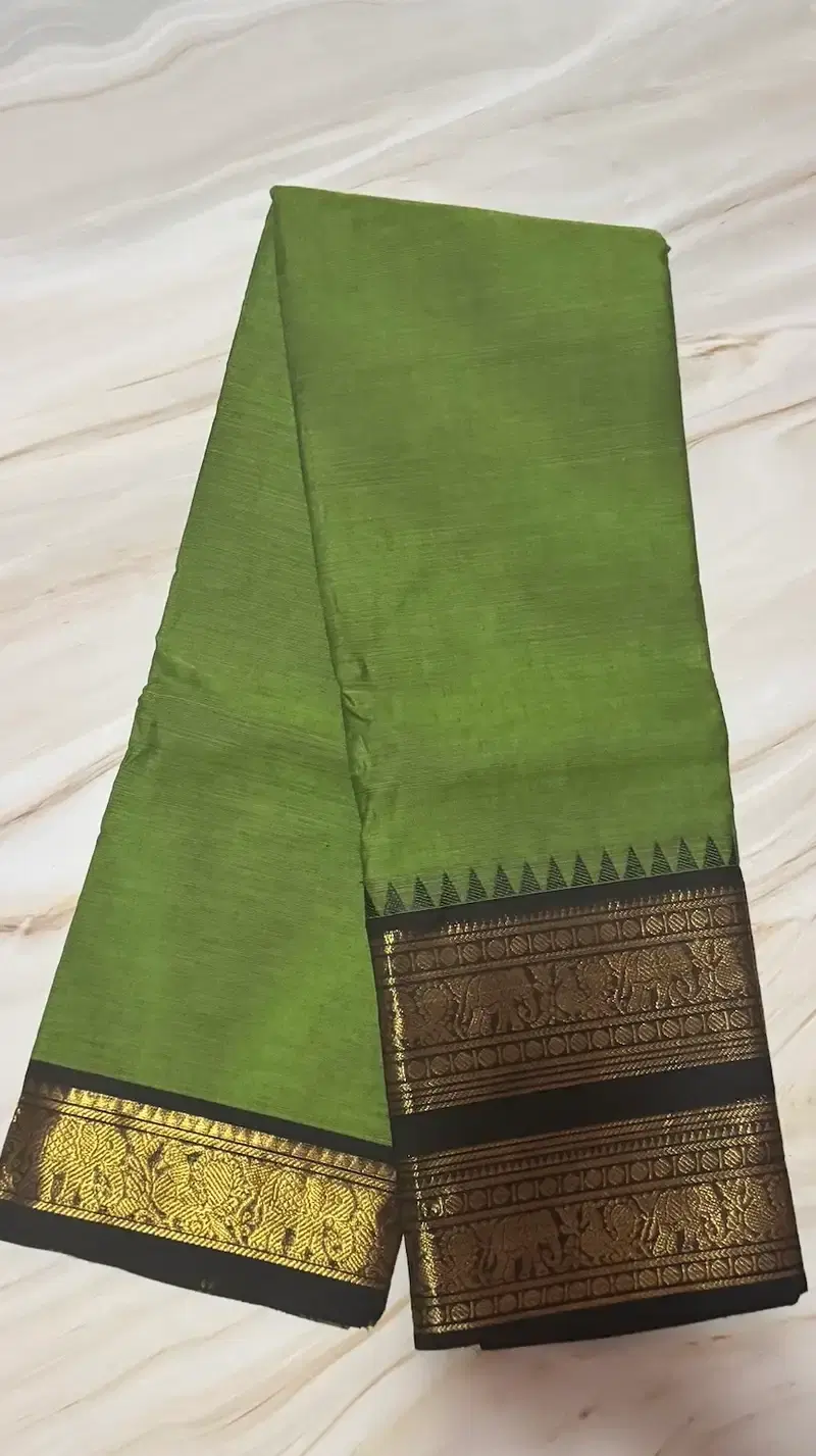 Olive green cotton saree
