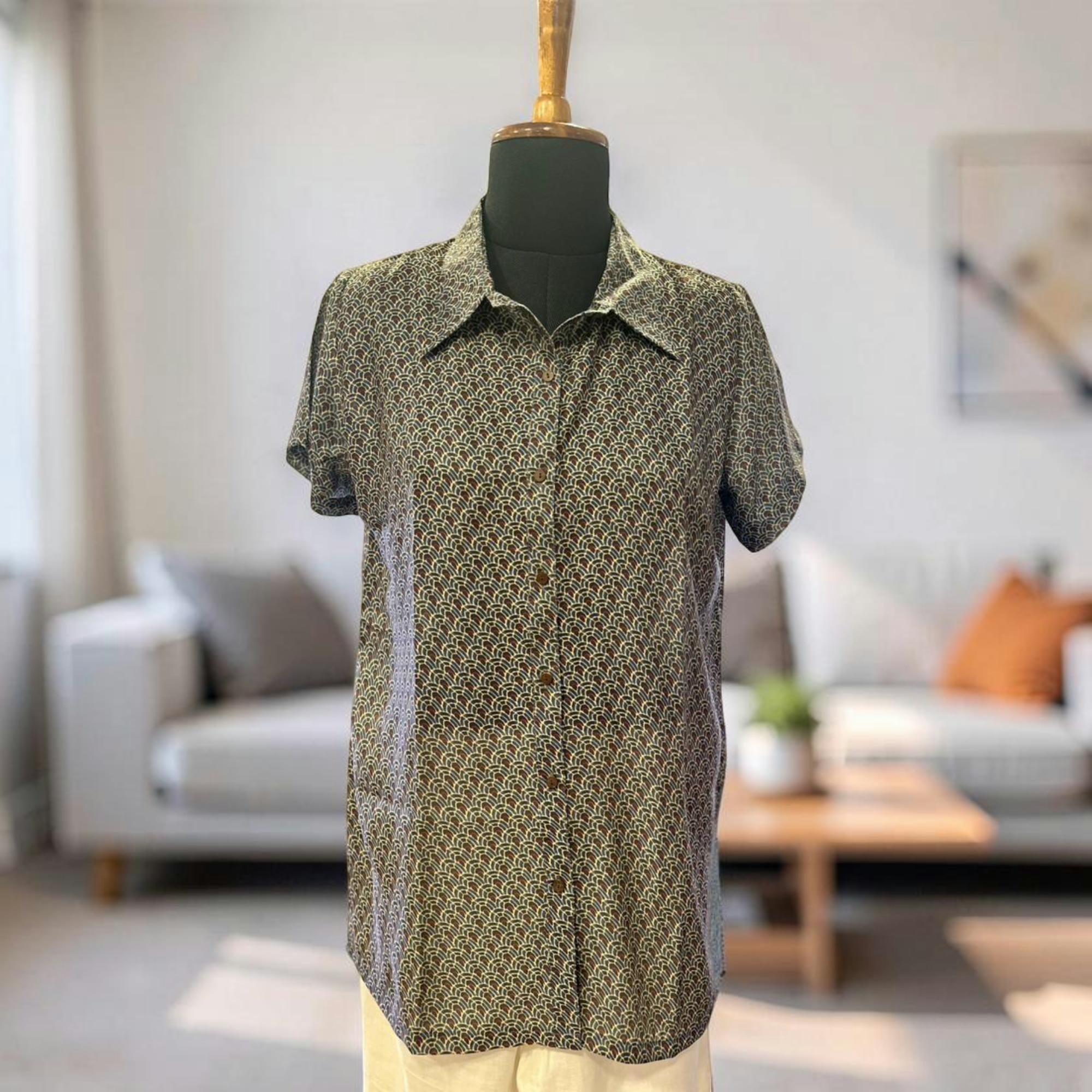 Silk Modal Shirt with Sleek Geometric Print!