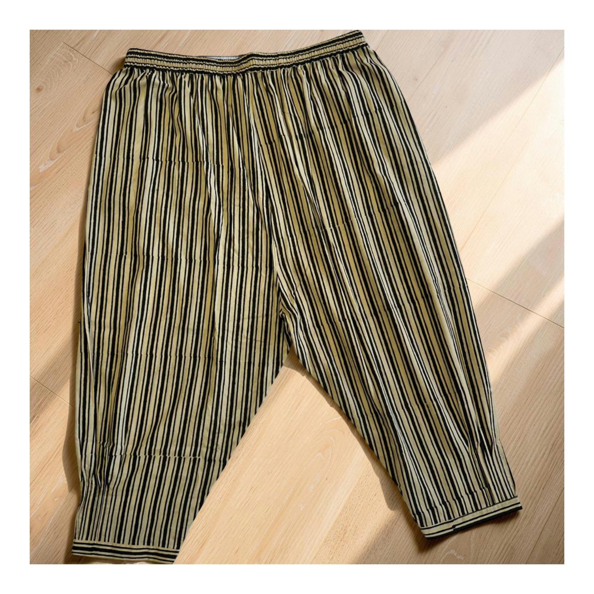 Pleated Comfort Pants with Hand Block Print