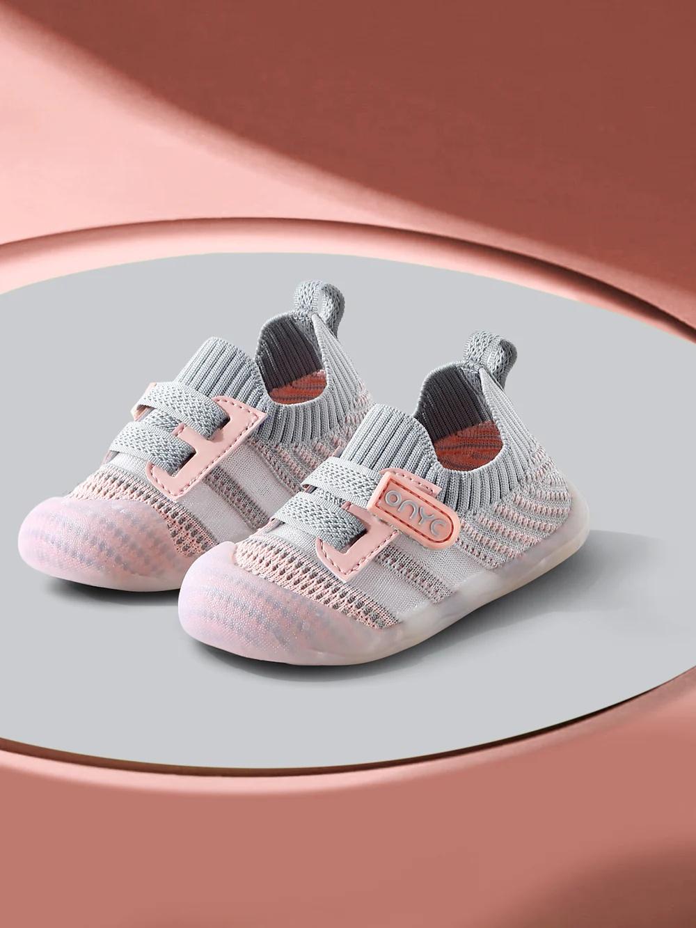 Toddler Knit Sneakers & shoes with Velcro Strap- PEACH 