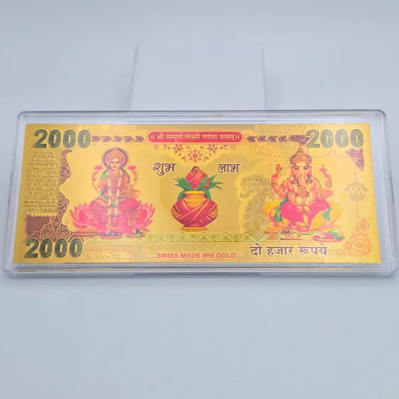 Silver Pure Lakshmi Ganesha Gold-Plated Spiritual Note