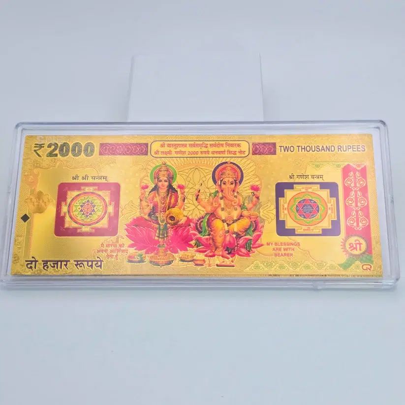 Silver Pure Lakshmi Ganesha Gold-Plated Spiritual Note