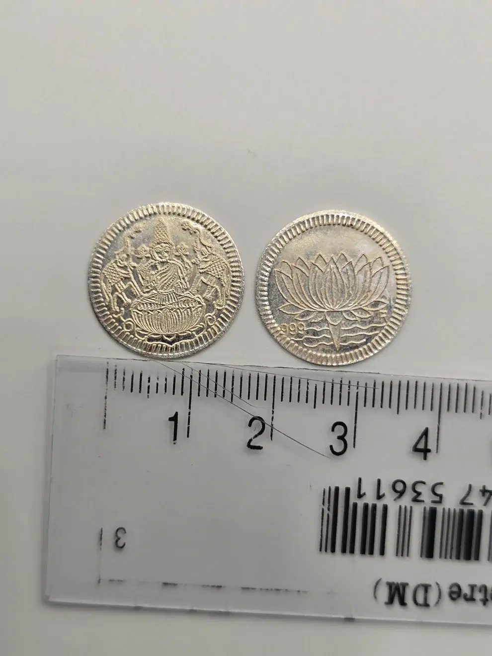 Real Silver Lakshmi Coin for Puja and Gifting - Pure Silver - Engraved Lakshmi lotus 999 Silver coin