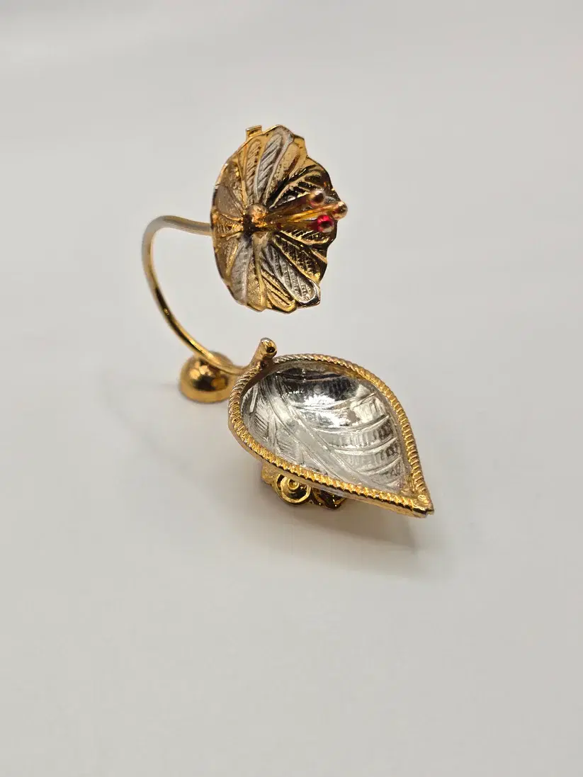 Gold plated flower diya