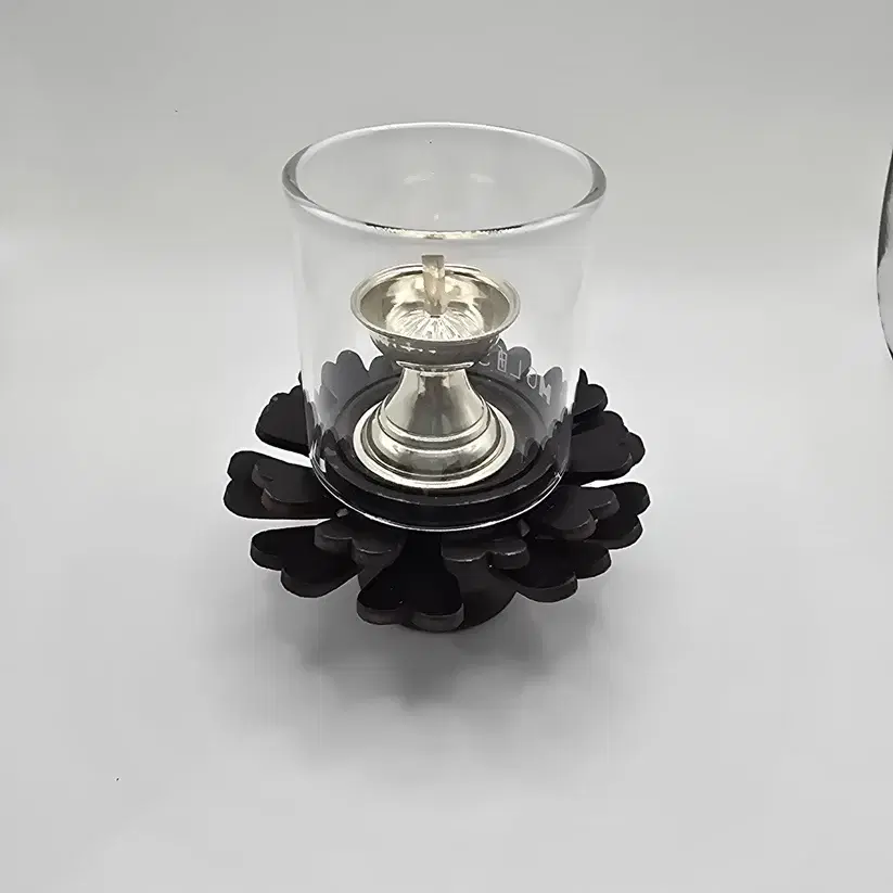 Real Silver Pink Enamel Lotus Buds on Long Stems - Premium Return Gift - Pink green lotus -30000