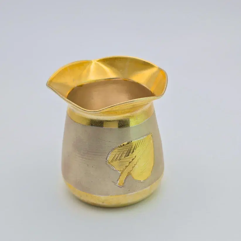 Silver Pure Kalash Lota - Elegant Gold Leaf Design Puja Article GP tumbler -163000