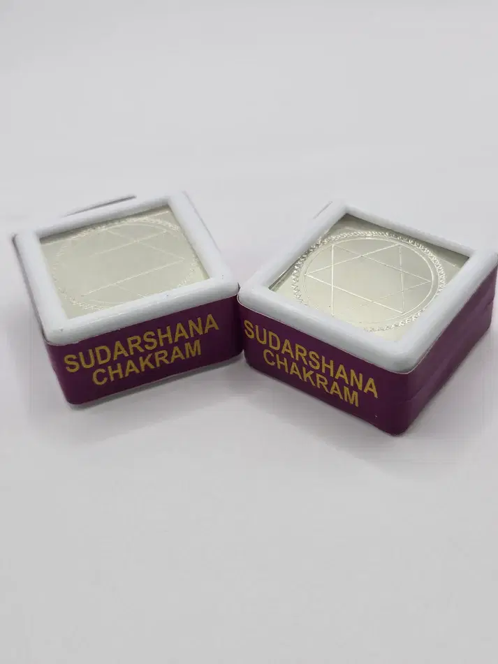 Real Silver Sudarshana Chakram Yantra - Sacred Protection Spiritual Gift