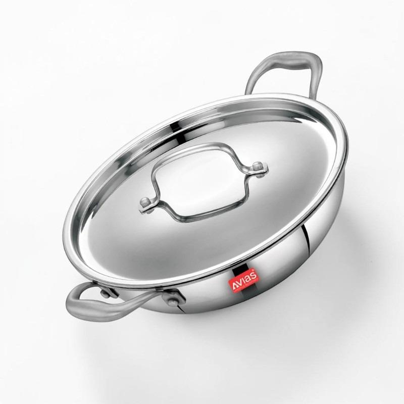 Stainless Steel Triply Kadai/Wok with Lid 