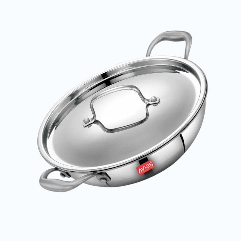 Stainless Steel Triply Kadai/Wok with Lid 