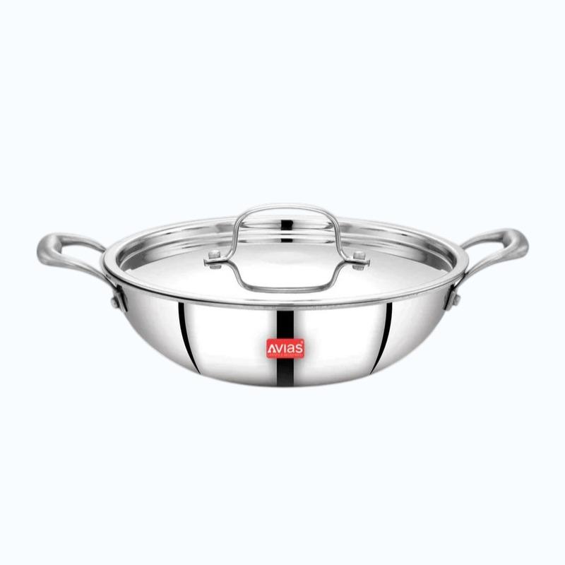 Stainless Steel Triply Kadai/Wok with Lid 