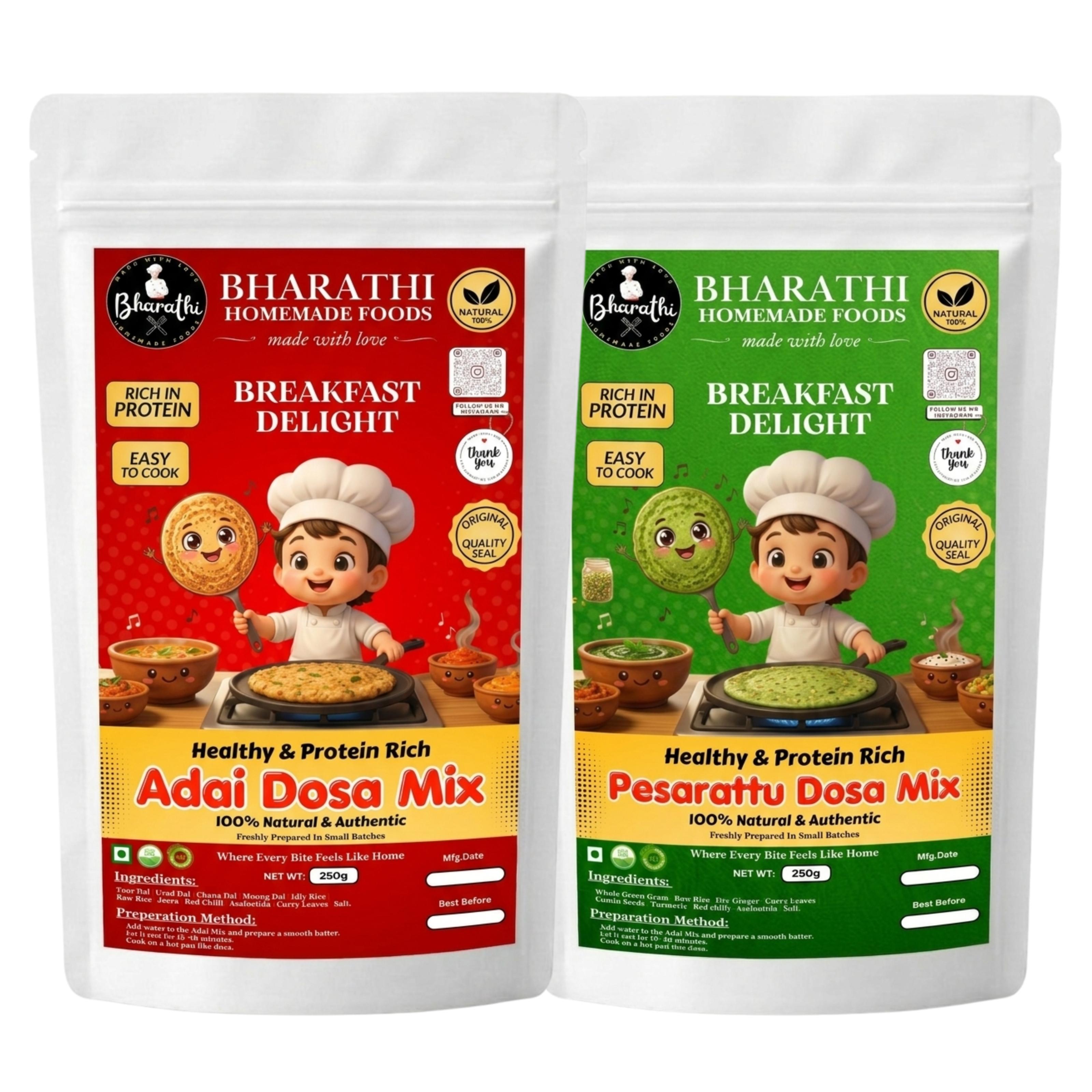 Pesarattu Dosa Mix & Adai Dosa Mix- 2 IN 1 COMBO 