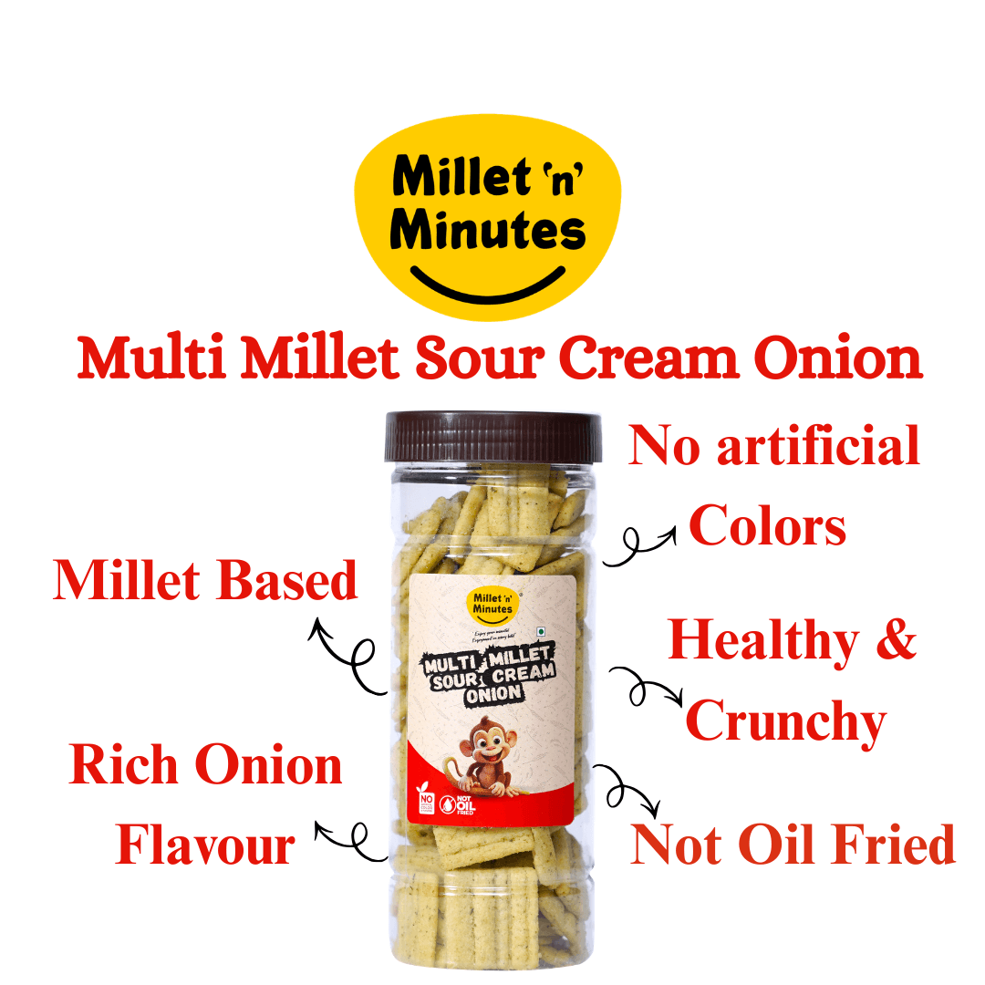 Multi Millet Sour Cream onion - Healthy oil free snacks 