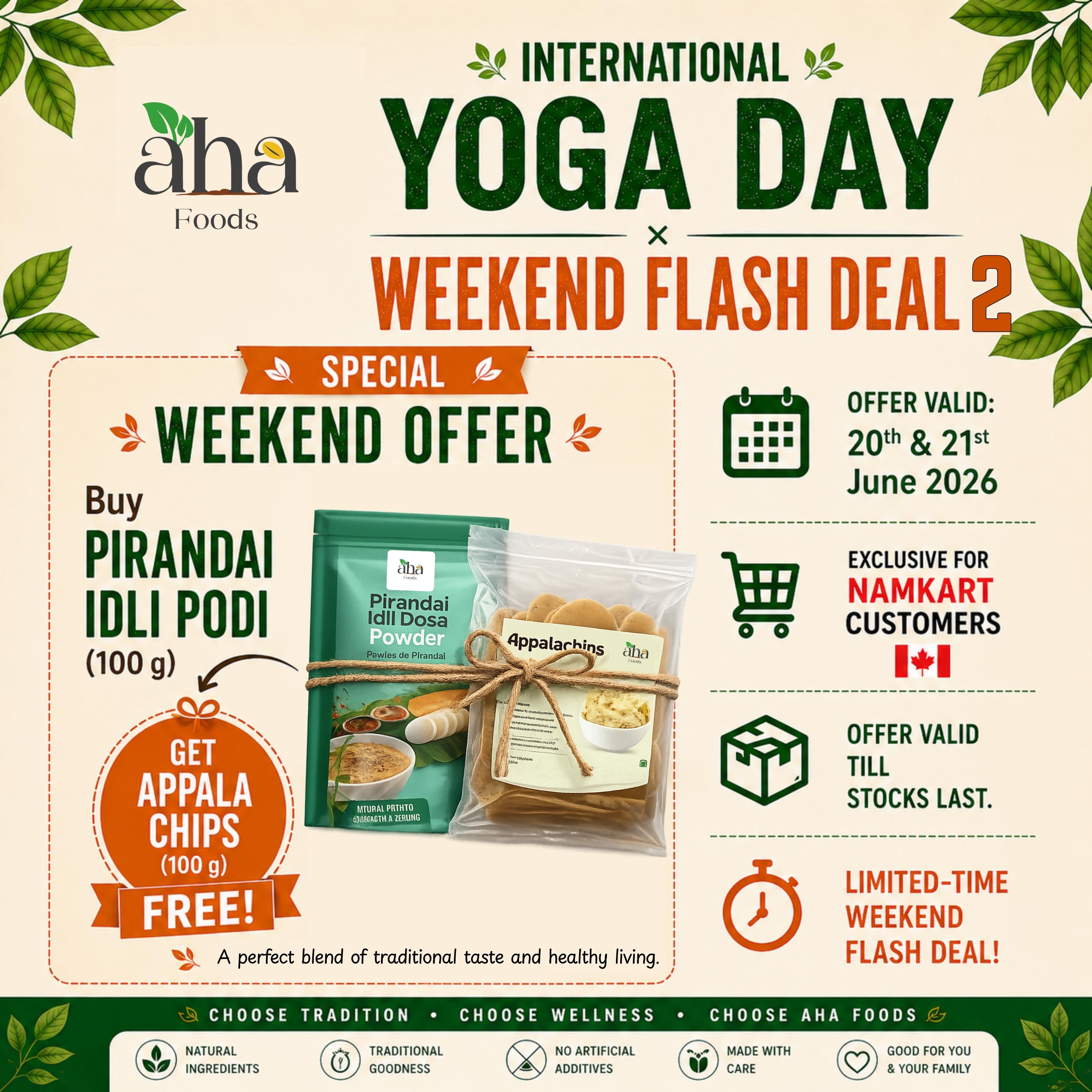 Yoga Day and Weekend Flash Deal 2 - Aha Foods