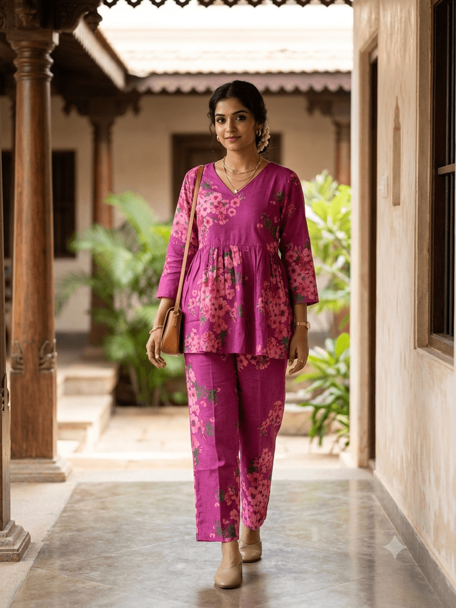 Cotton Peplum and  Palazzo C0-ord Set