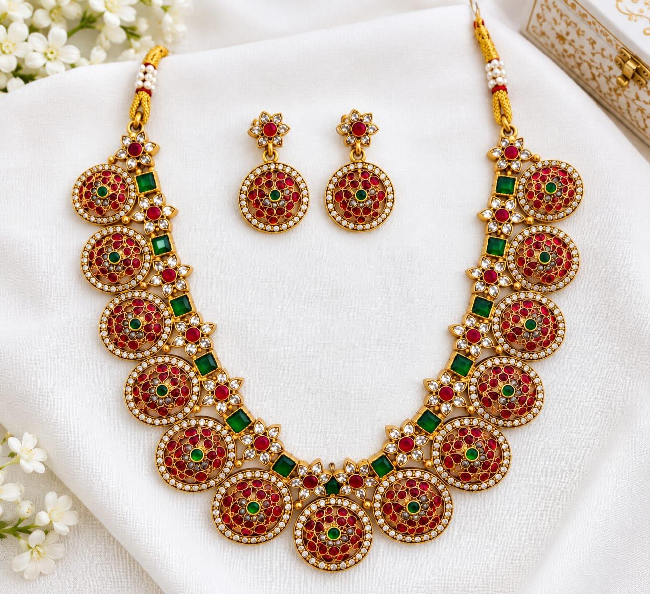 Luxury matte bottle mala necklace with earring 