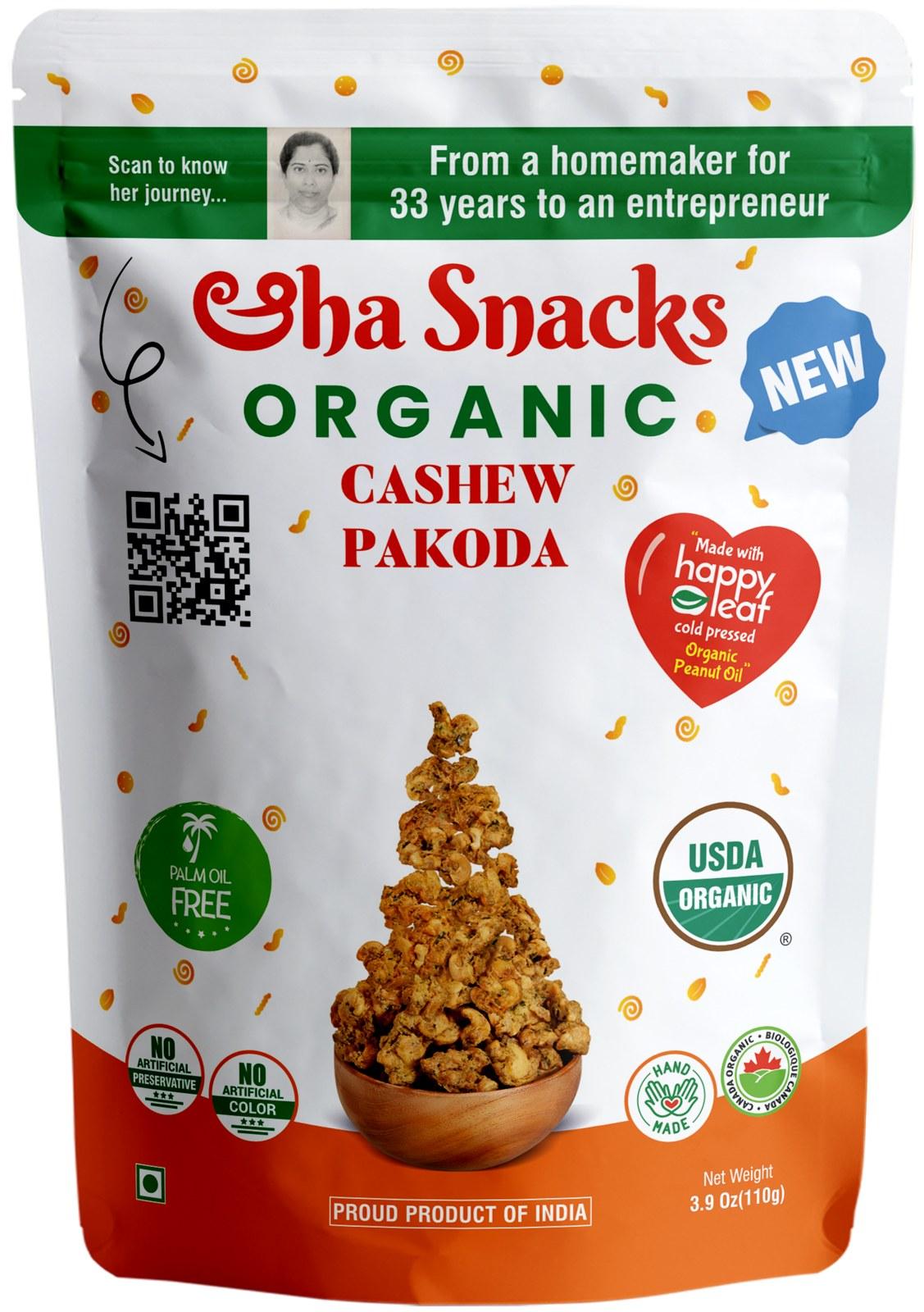 Aaha Organic Cashew Pakoda - Crispy Spiced Cashew Snack 110 g