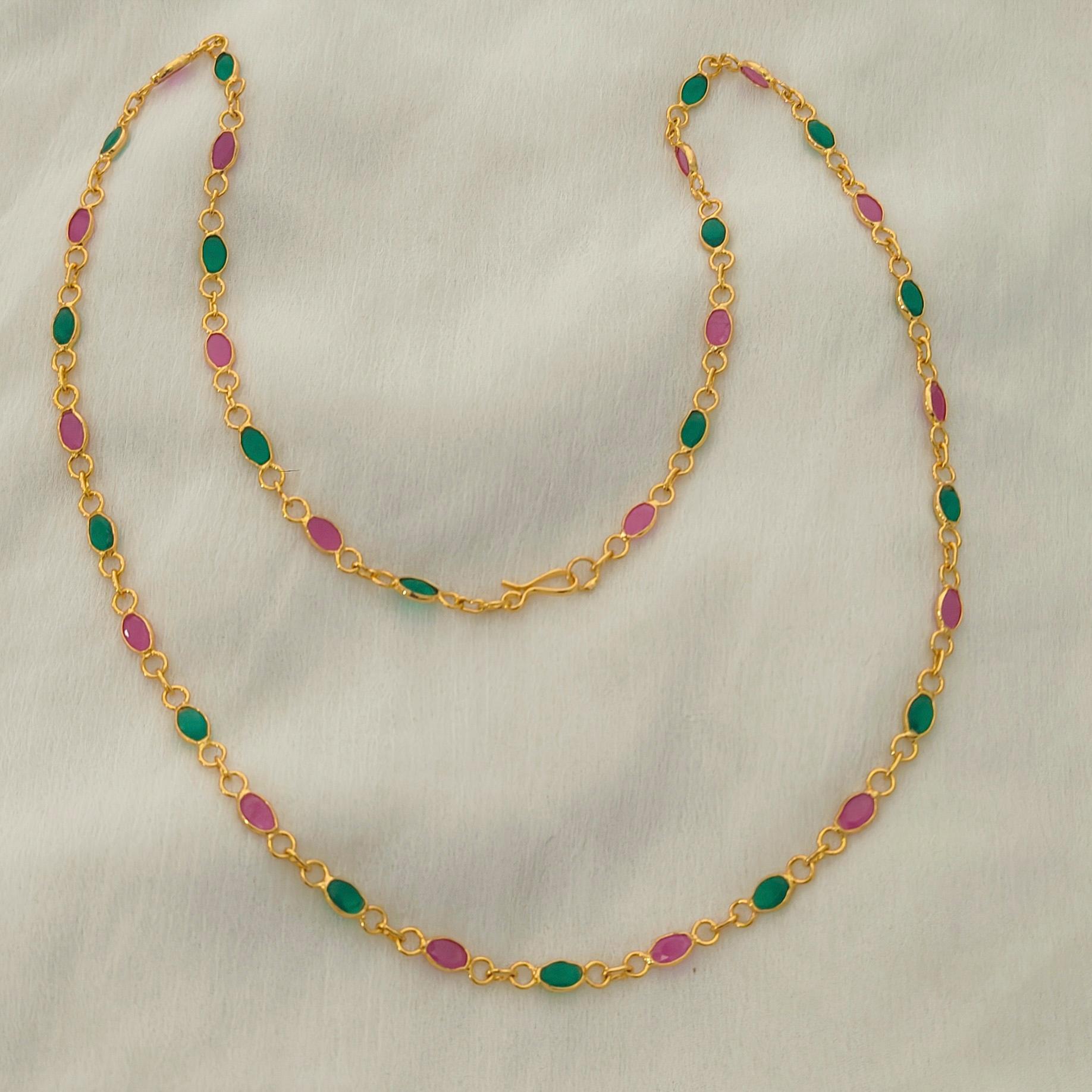 Red Green AD stones Long chain Red Green AD stones Long chain