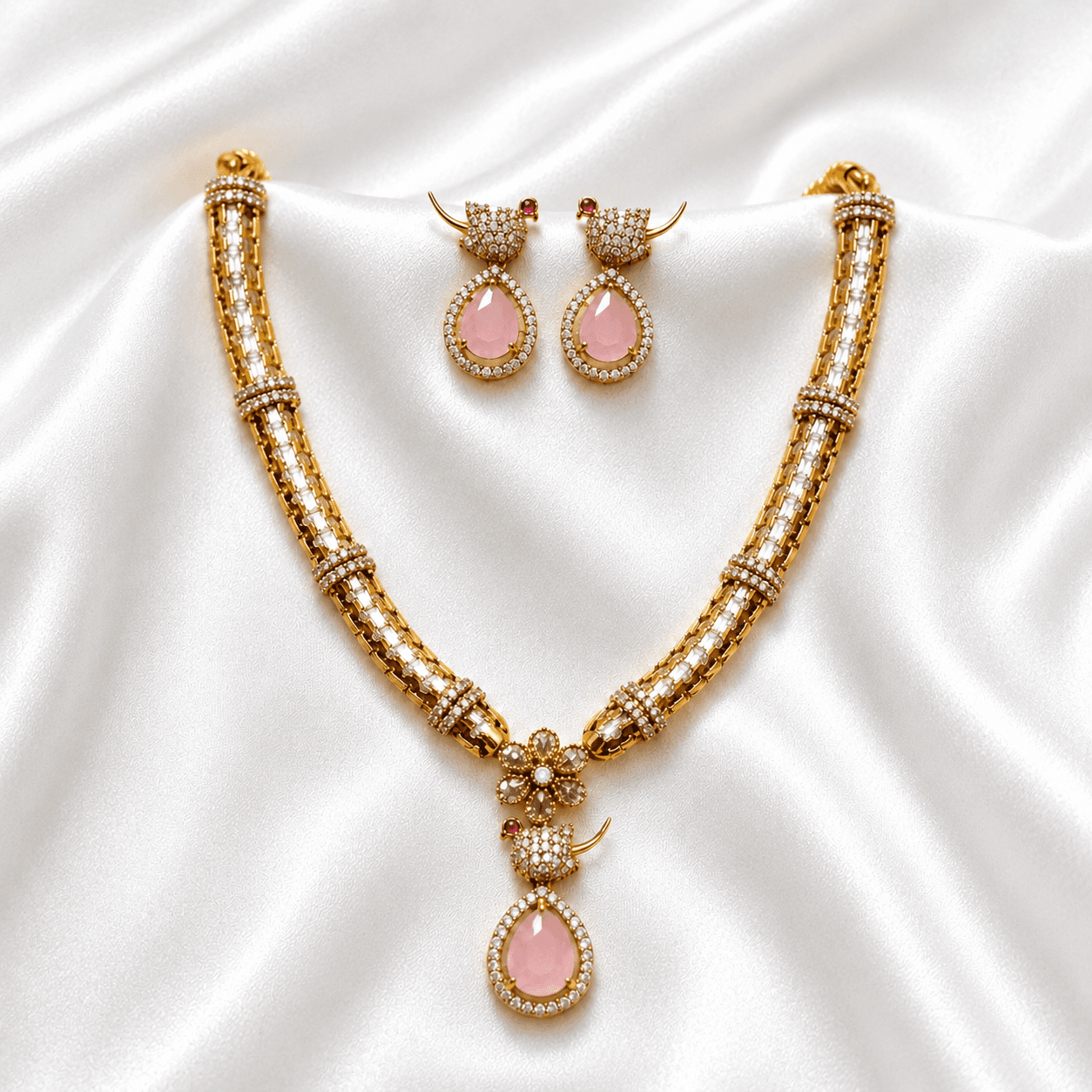 Blush Blossom Pendant Necklace Set Blush Blossom Pendant Necklace Set
