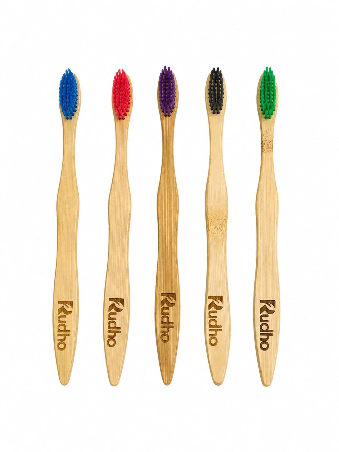 Rudho Bamboo Toothbrush Multicolor Bristles Combo Pack of 5 Rudho Bamboo Toothbrush Multicolor Bristles Combo Pack of 5