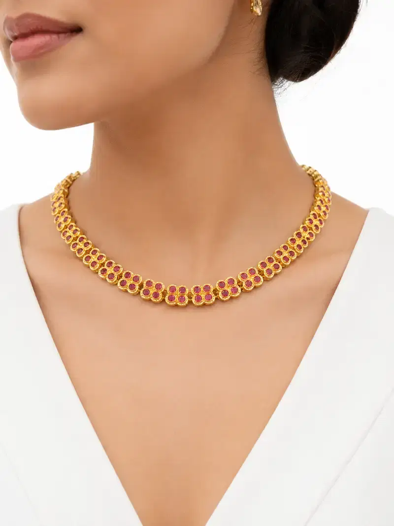 Ruby Red Impon Choker Necklace for Women Ruby Red Impon Choker Necklace for Women