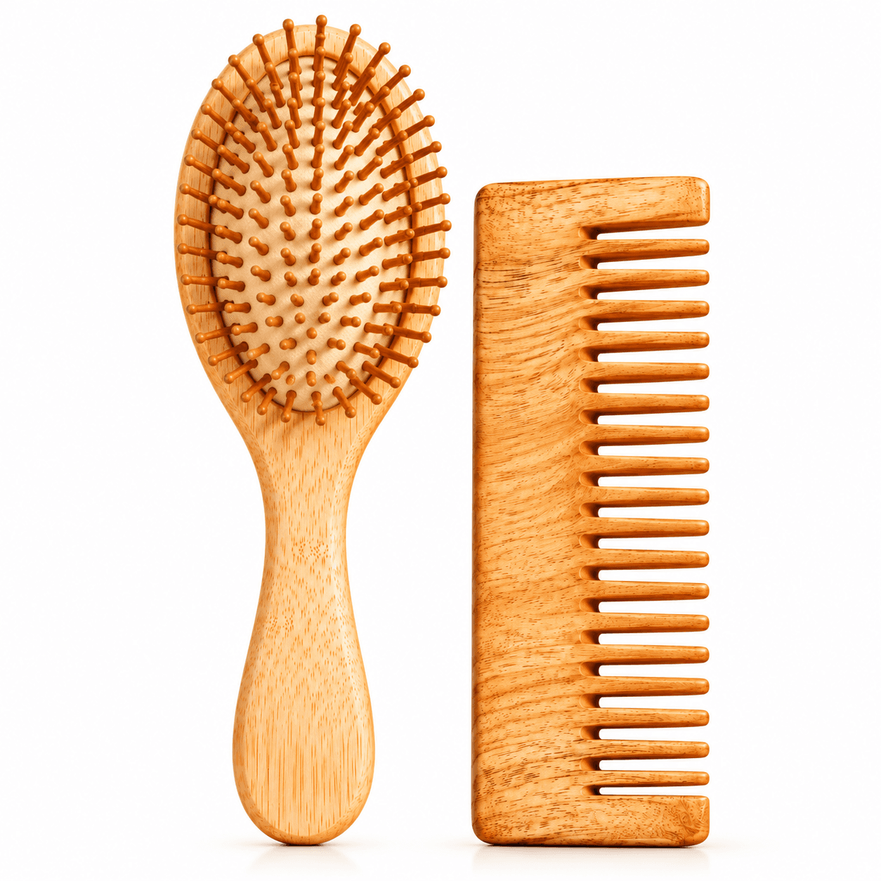 RUDHO Bamboo Paddle Hair Brush with Neem Wood Wide Tooth Comb Combo for Men & Women RUDHO Bamboo Paddle Hair Brush with Neem Wood Wide Tooth Comb Combo for Men & Women
