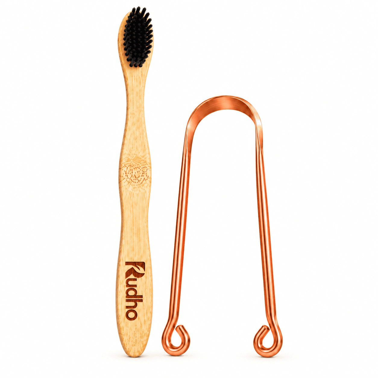 RUDHO Bamboo Black Toothbrush with Copper Tongue Cleaners Combo for Men & Women RUDHO Bamboo Black Toothbrush with Copper Tongue Cleaners Combo for Men & Women